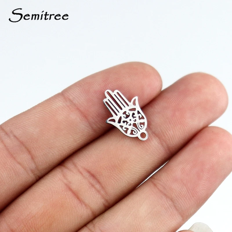 Semitree 5 шт. из нержавеющей стали Hamasa Lucky Hand амулеты для DIY Ювелирные Браслеты Аксессуары Ожерелье Изготовление Шарм Подвески