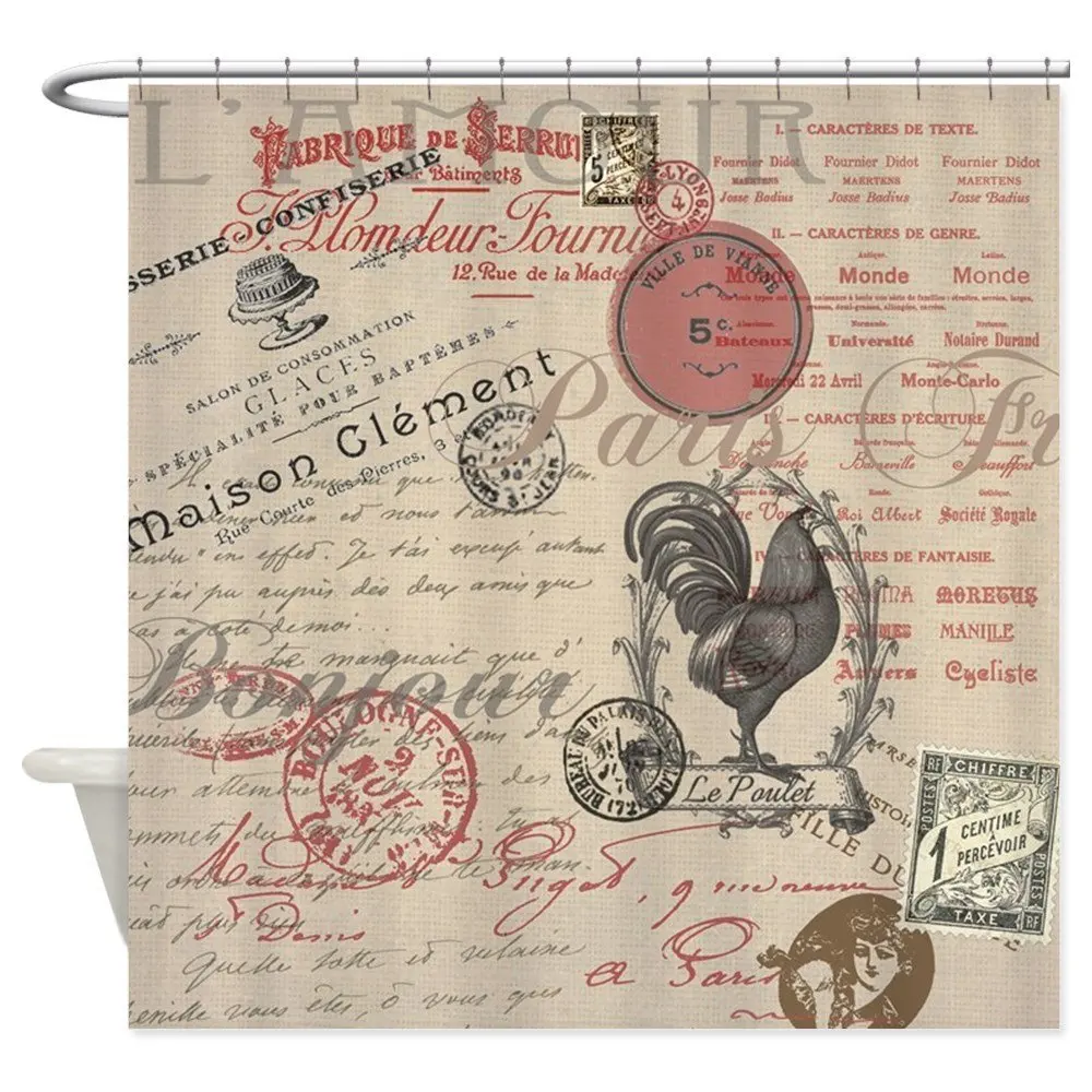 Винтажный французский почерк Париж петух душ Cu декоративный тканевый набор