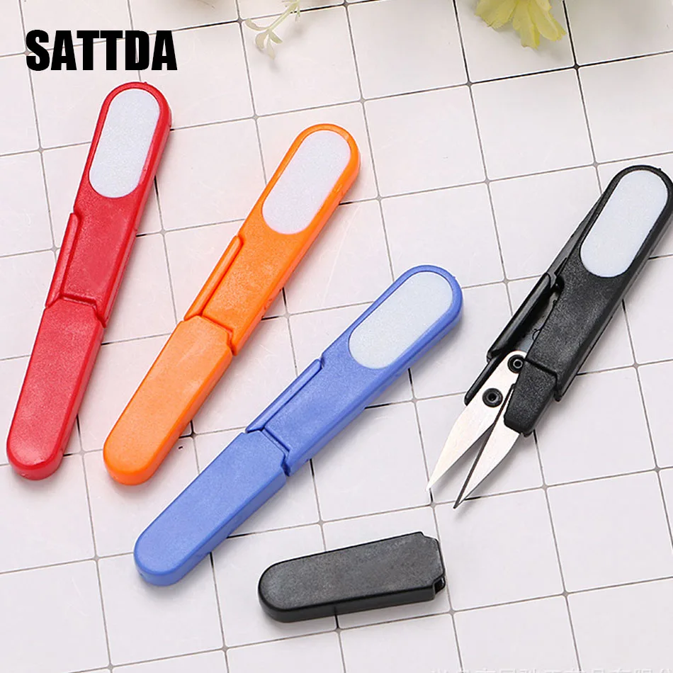 

Cross stitch u scissors Colour plastic fishing line scissors with safety cover hand tools 5pcs