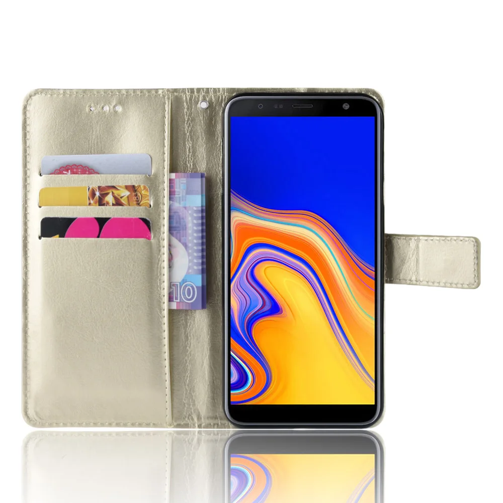 Кожаный чехол-бумажник с откидной крышкой для Samsung Galaxy J4 + Plus чехол телефона