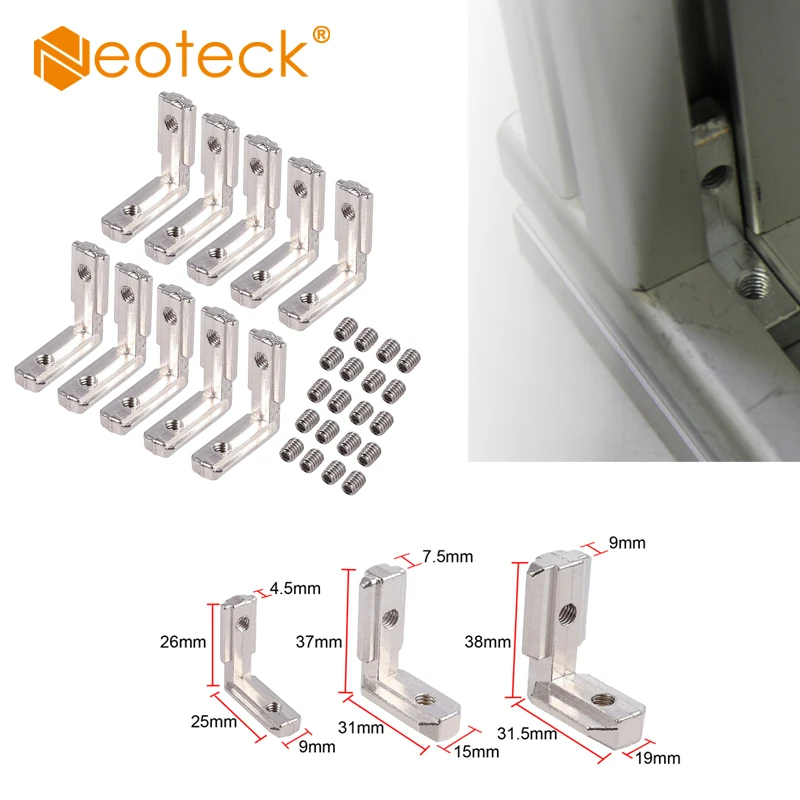 Neoteck 10 шт 3030/4040 T слот алюминиевый профиль углеродистая сталь l образные скобы 90