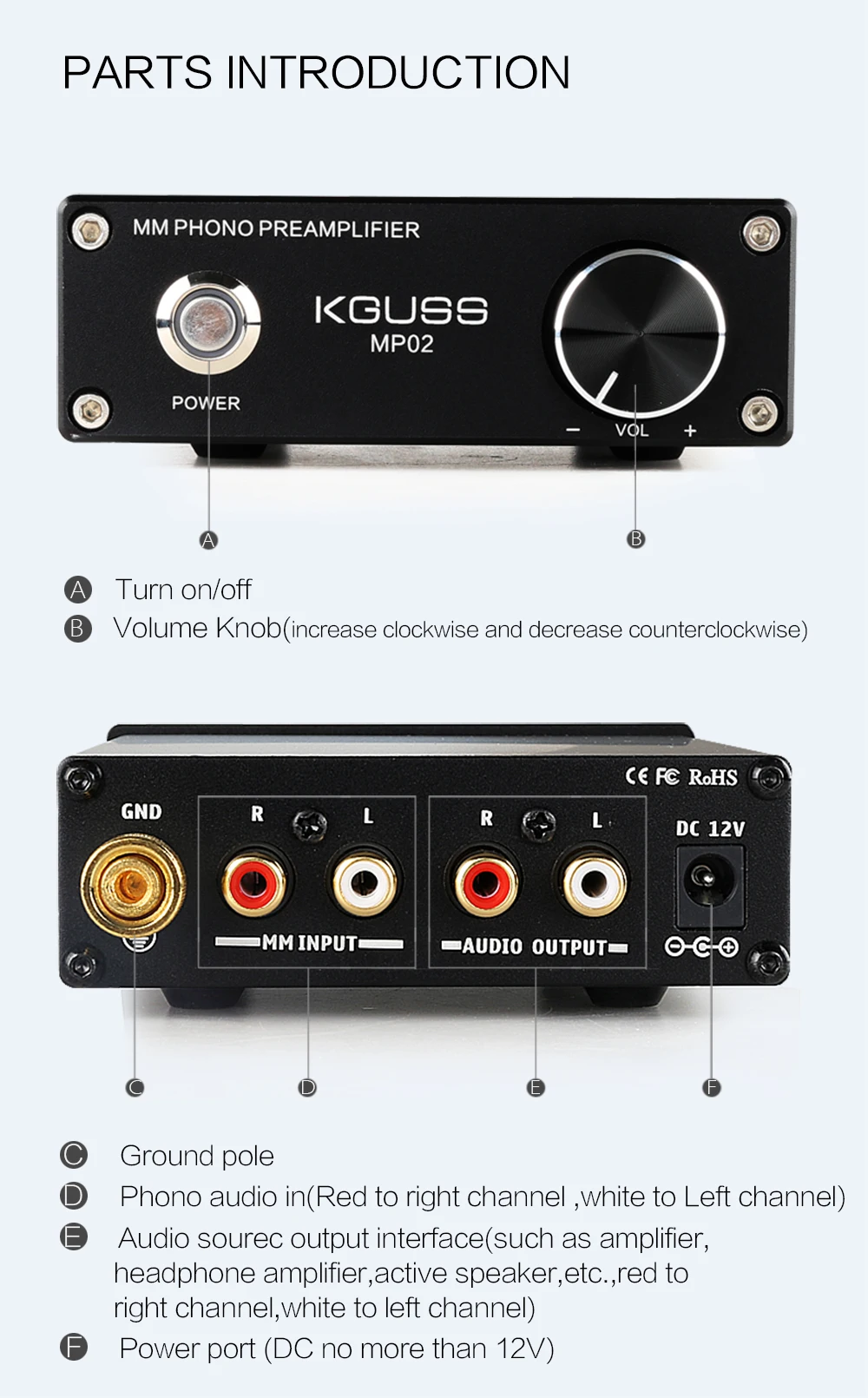 KGUSS MP02 LP Виниловый проигрыватель мини мм фонокорректор предусилитель аудио усилитель