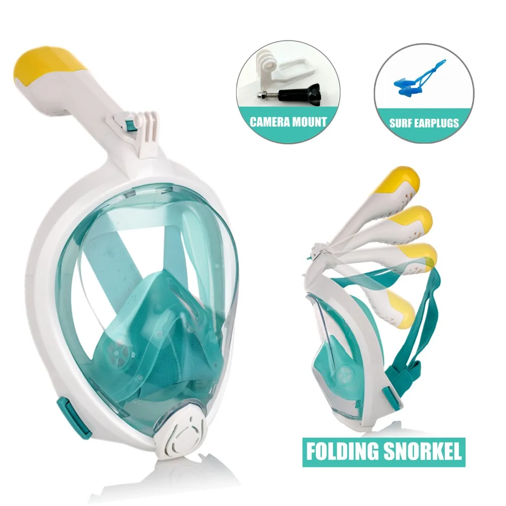 Newest Folding Snorkel Mask Full Face Underwater Scuba Diving Snorkeling Gear Set Swim Masks with Gopro Camera Amount Mergulho | Спорт и