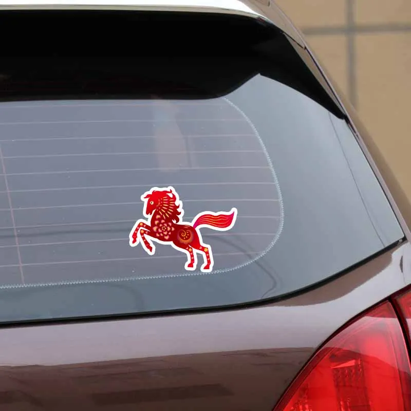 

YJZT 14CM*11CM Fashion Reflective Red Horse PVC Car Sticker Decal Accessories 5-0779