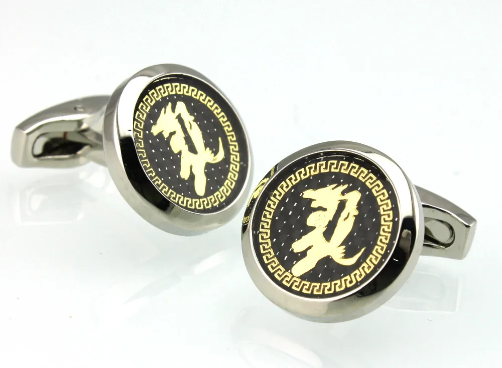 Мужские Запонки с китайскими знаками Зодиака 12 дюймов|men cuff links|cuff linksmen |