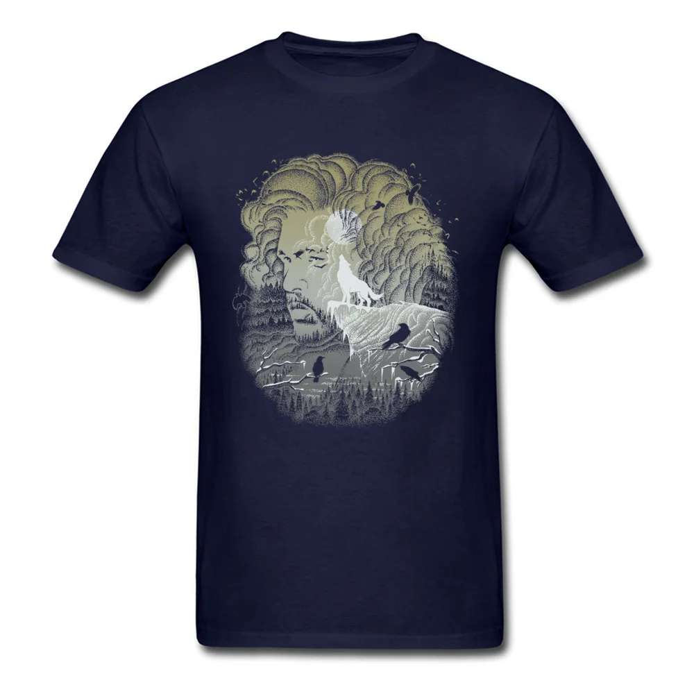 Мужская футболка в стиле хип хоп North Man In Nature из 100% хлопка с принтом Луны и волка