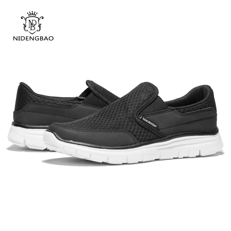 Туфли мужские сетчатые без шнуровки дышащие удобные повседневная обувь на