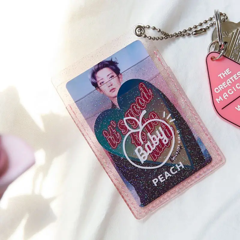 Fashion Transparent Stars Girls Student Bus Bank Card Bag Letter Print Women Lady Key Card Holder Fashion Cards Protector Case