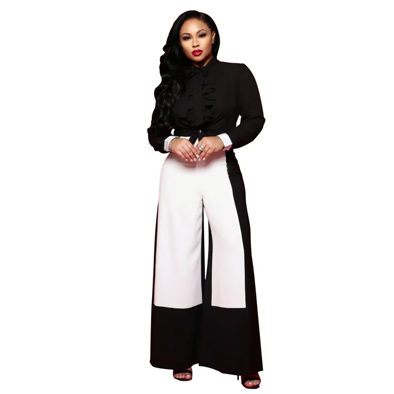 Брюки женские прямые с завышенной талией и широкими штанинами повседневные