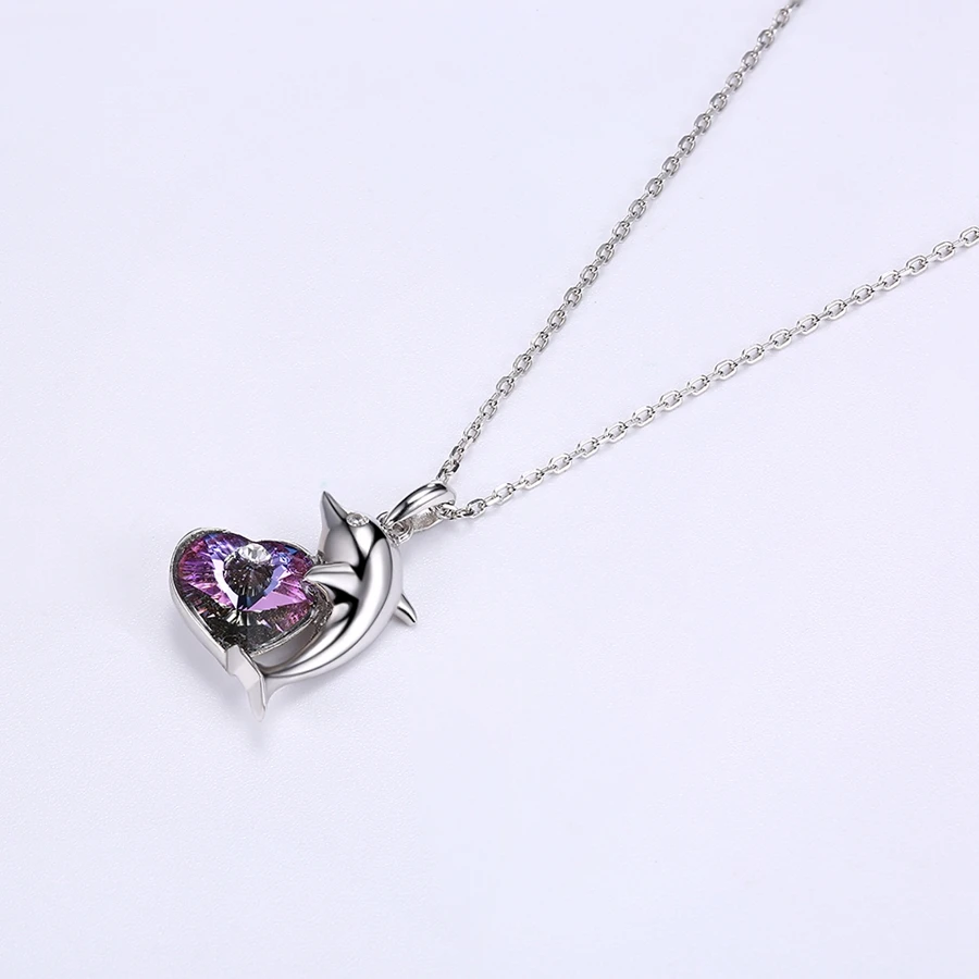 MALANDA Стерлинговое серебро сердце кристалл от Swarovski изысканные Дельфины Подвески