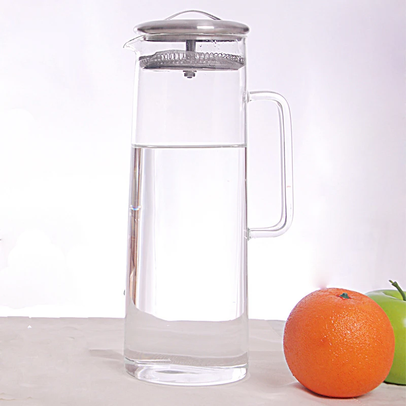 Термостойкий стеклянный графин с крышкой из нержавеющей стали или бамбука