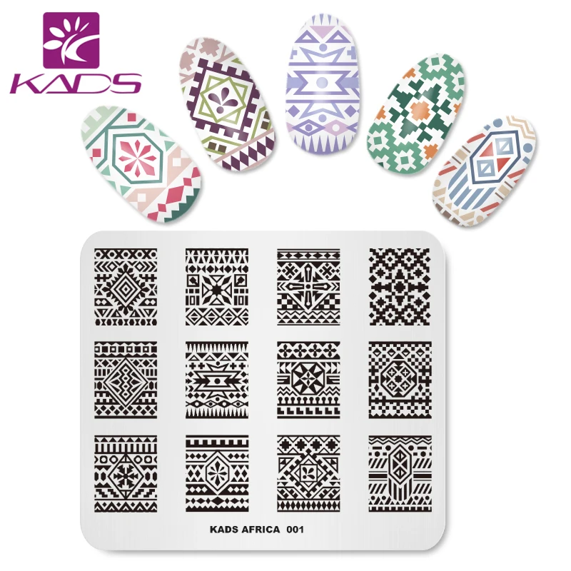 KADS Новое поступление Африка 001 дизайн красочные полосы шаблон шаблоны DIY изображения трафарет Красота Инструменты Дизайн ногтей штамп пластины