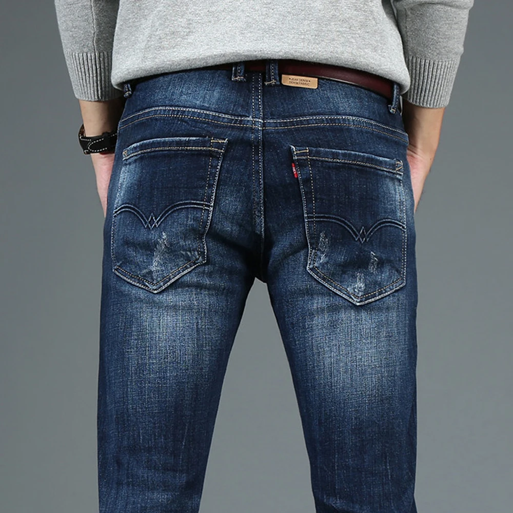 Новый бренд Для мужчин Джинсы для женщин эластичные Ткань стройный Джинсовые