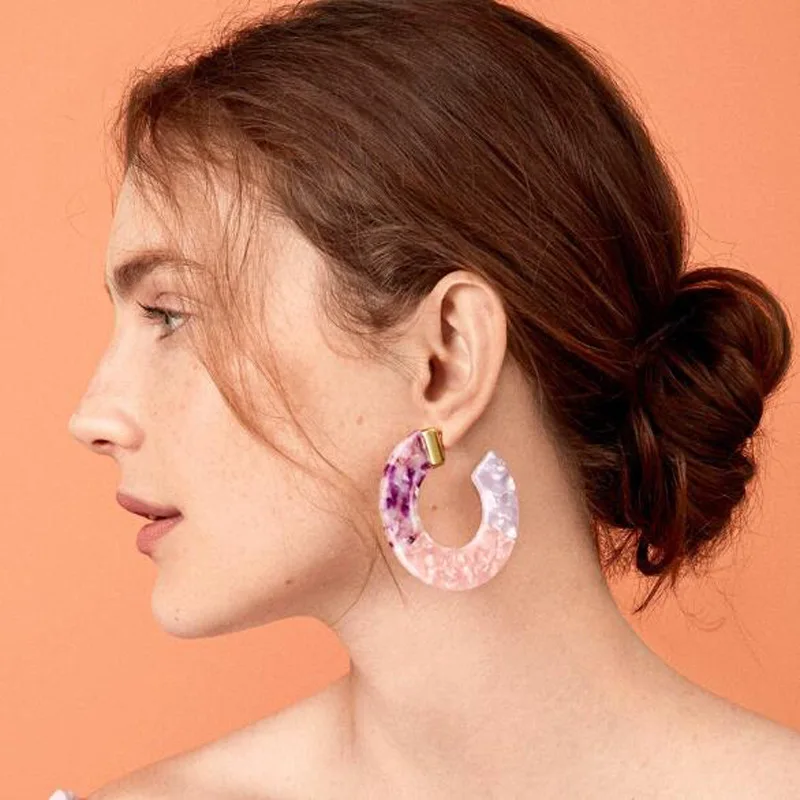 Новые серьги-шпильки с длинной геометрической окружностью и квадратными вырезами из акриловой кислоты с принтом леопардового окраса в тон черепахи для женщин.