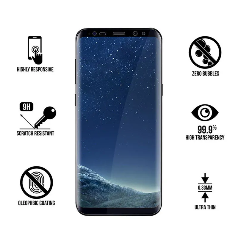 3D закаленное стекло для защиты экрана Samsung Galaxy S8 S 8 G950F G950 SM-G950F полная пленка на.