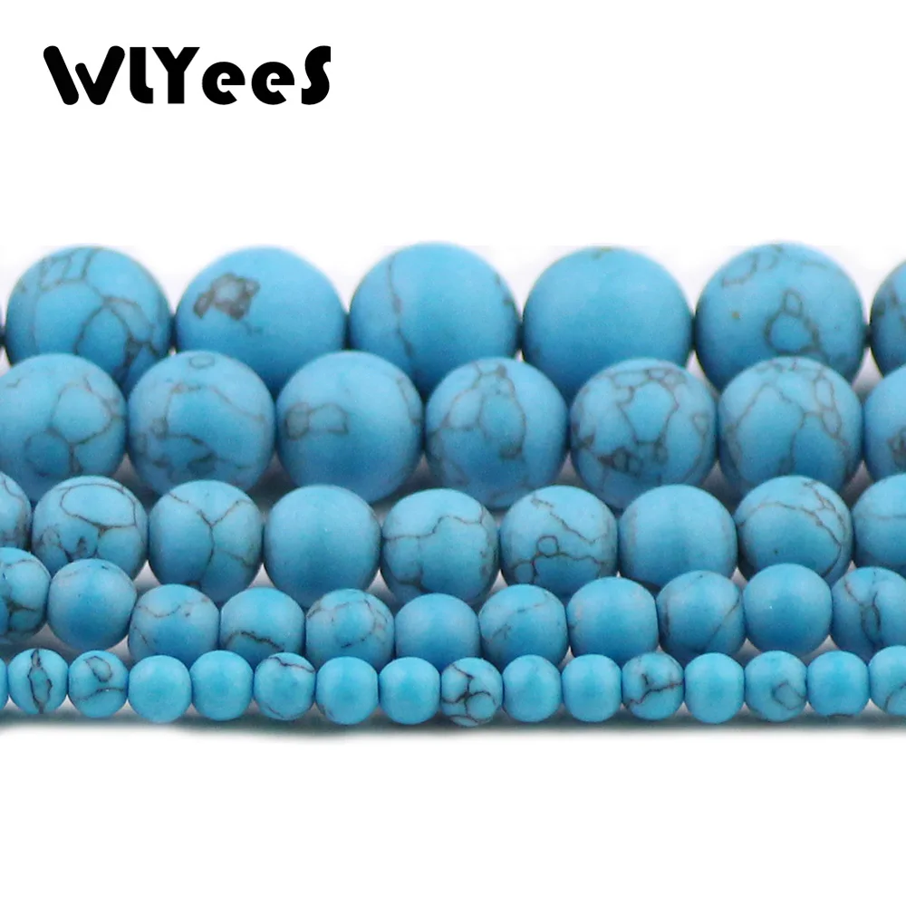WLYeeS натуральные матовые синие калаитовые бусины камень круглый шар свободные