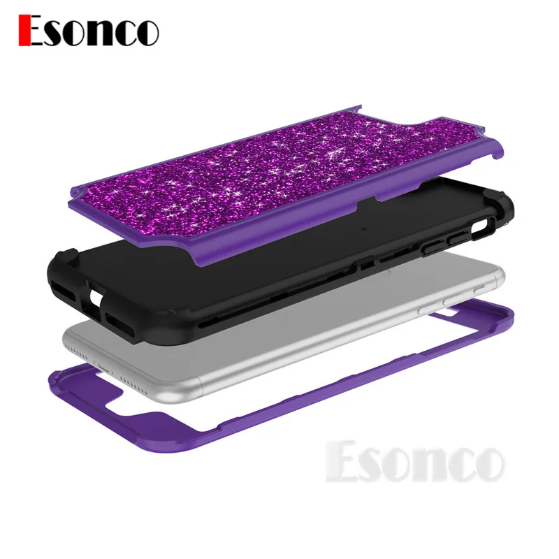 Glitter 360 Degree Full Protection Case for iPhone X 7 8 6 s Plus 7P 8P Bling Shining Phone For |