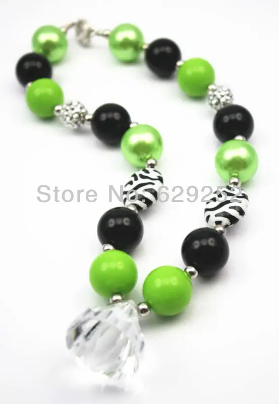 Зеленое и черное ожерелье в форме шарика для маленькой девочки CB068|necklace ball|little