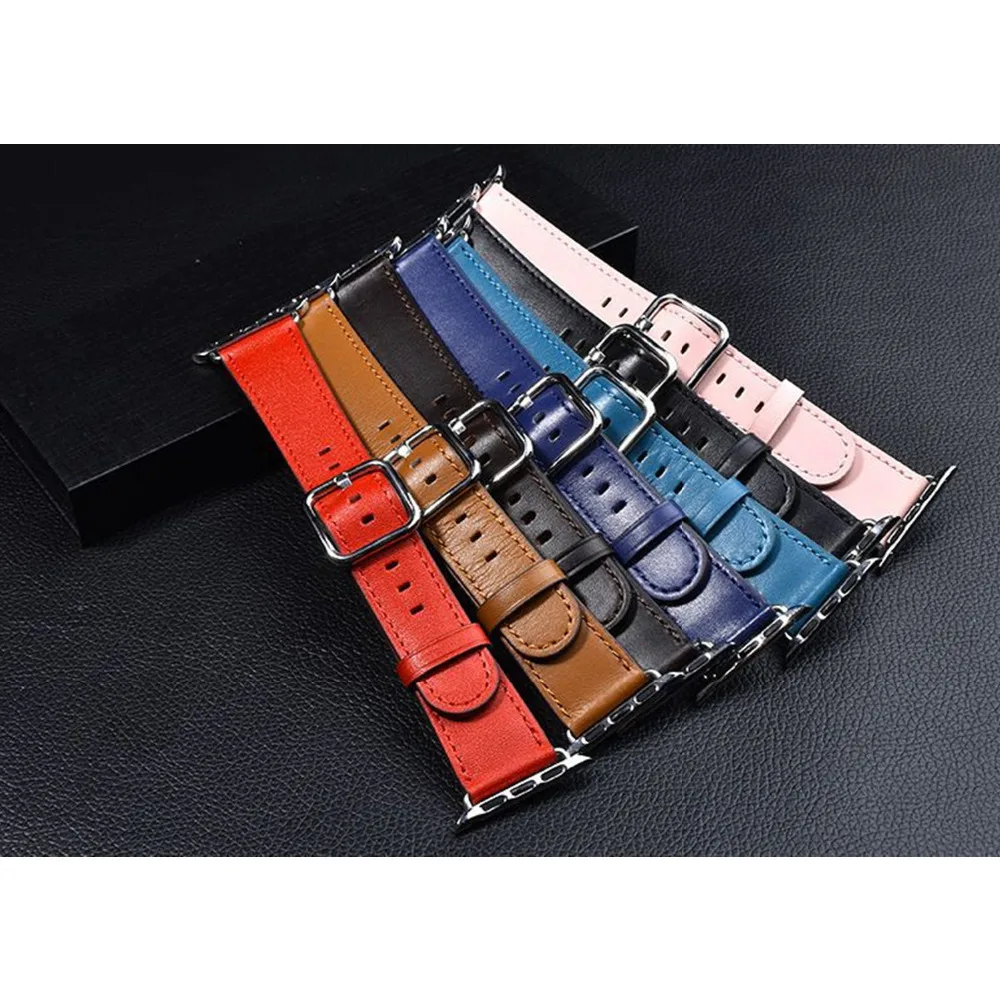 

Leather strap for Apple watch 6 band 44mm 40mm serie 5 4 se 3 Genuine Leather belt Classic buckle bracelet iWatch band 42mm 38mm