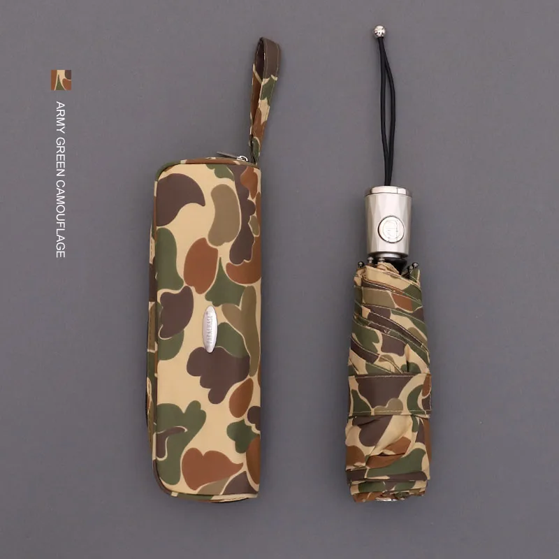 Army Green Камуфляж автоматический зонтик дождь для женщин и мужчин Мини четыре складные зонты Портативная сумка для хранения Путешествия Открытый Зонт ветрозащитный - Цвет: Army Green