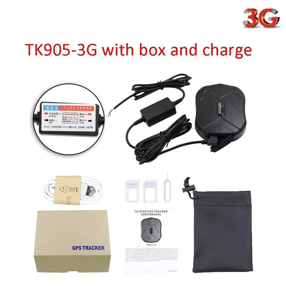 3g водонепроницаемый TK905 gps трекер WCDMA gps GSM магнитный автомобильный локатор 60 дней в режиме ожидания гео-Забор веб-приложение голосовой монитор - Цвет: with box and charger