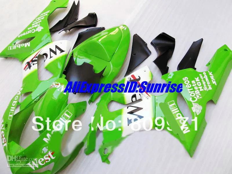 WEST Green Белый обтекатель комплект для KAWASAKI Ninja ZX6R 636 2005 2006 ZX 6R 05 06 Мотоцикл