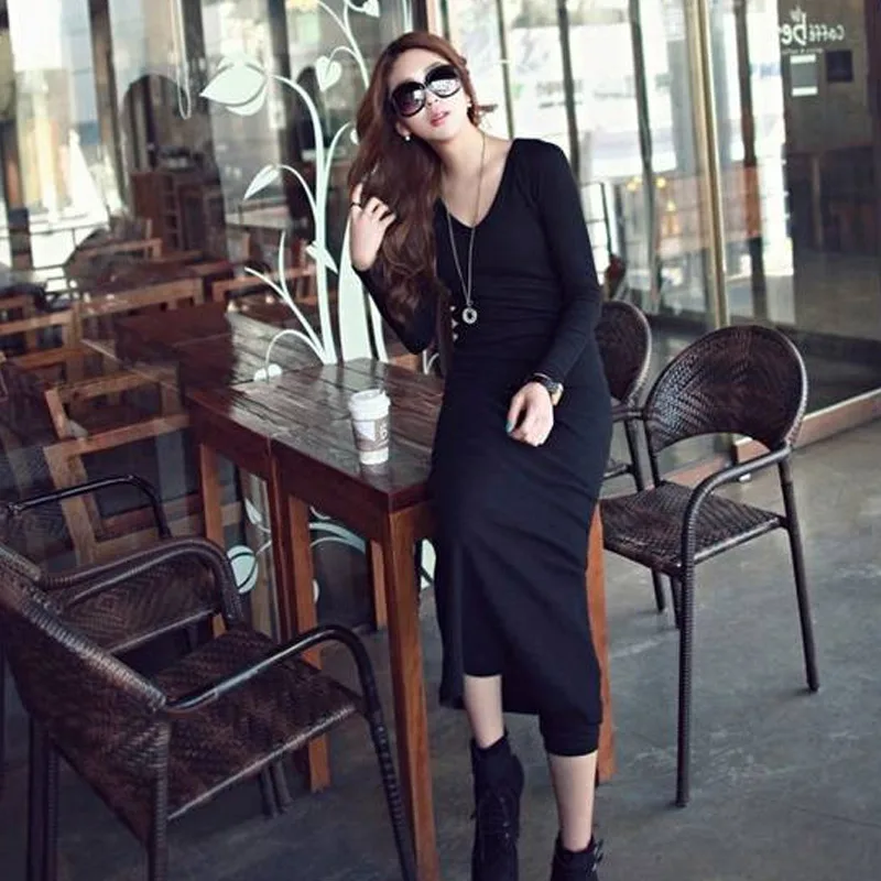 womens autumn and winter sweaters clothing 2019 jumper pullovers v neck Knitted dress tops Red Green long sleeve women sweater | Женская