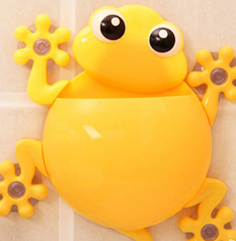 Yellow Мультяшная присоска Gecko держатель зубной щетки настенная присоска крюк зубная щетка держатель домашний декор для детей аксессуары для ванной комнаты - Цвет: Yellow