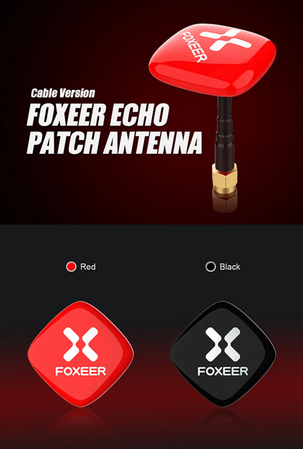 Foxeer эхо патч Антенна эхо кабель 5,8G 8DBi LHCP/антенна RHCP FPV SMA мужской белый/красный для радиоуправляемых дронов гоночных моделей