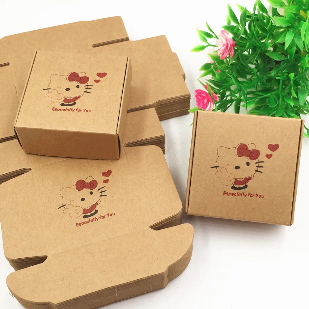 30 шт./лот 6 5*6 5*3 см love rose flower коричневая крафт бумага коробка для ручной работы