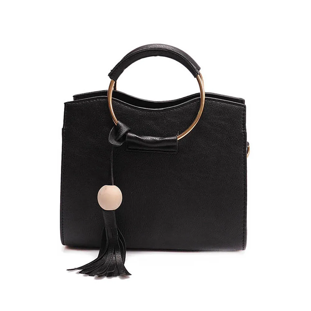 Модные женские туфли круг кольцо Tote Сумки из искусственной кожи Шанель кисточкой