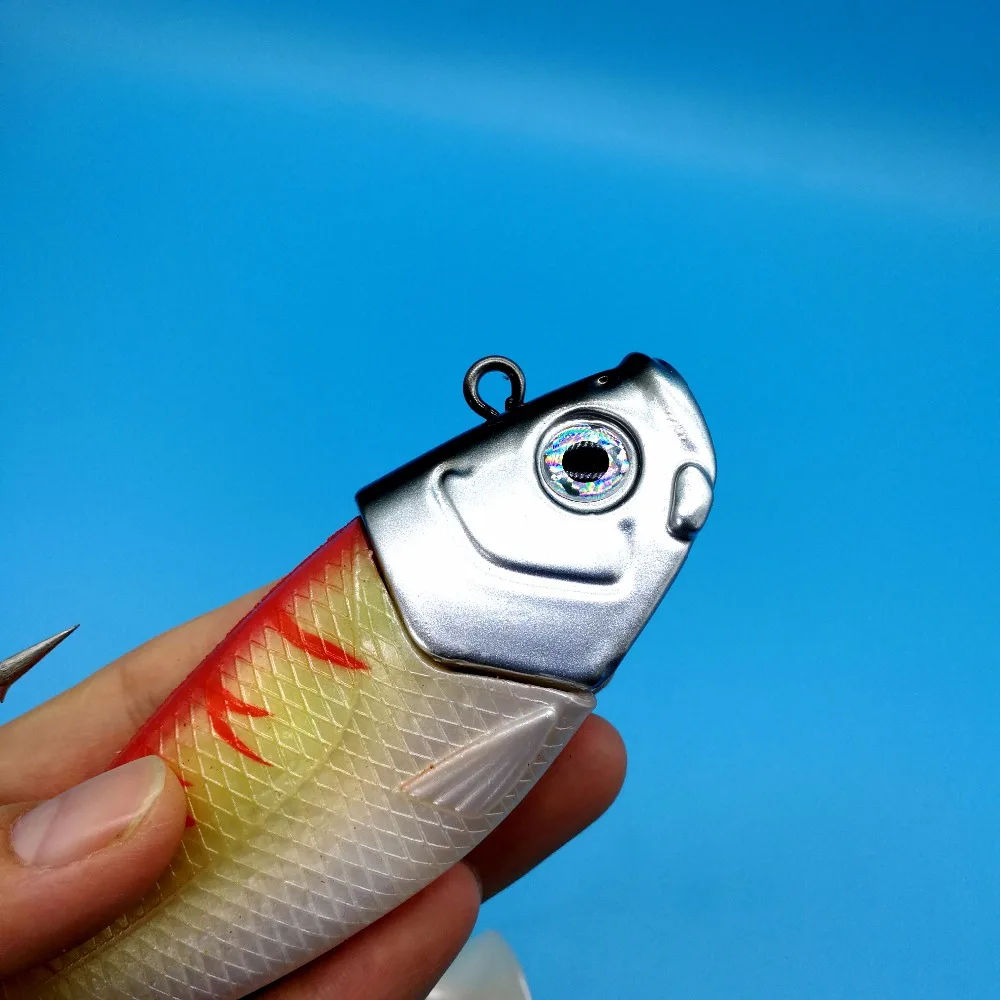 HOOFISH, 3 шт./лот, большая свинцовая наживка для рыбалки с двумя сменными хвостами, 300 г/17,5 см, 3 цвета, мягкая большая наживка baitT Tail