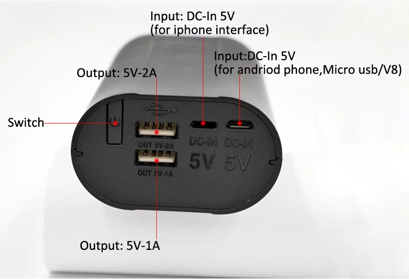 Лидер продаж внешний аккумулятор 5 в с двумя USB портами 26650 зарядное устройство