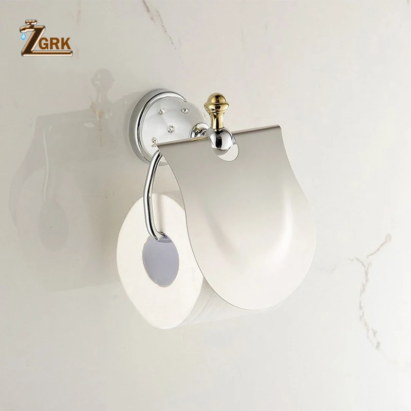 zgrk brass toilet paper holder tissue hanger bathroom rolling paper holder wall room tray mat chrome gold wall mount hold free global shipping