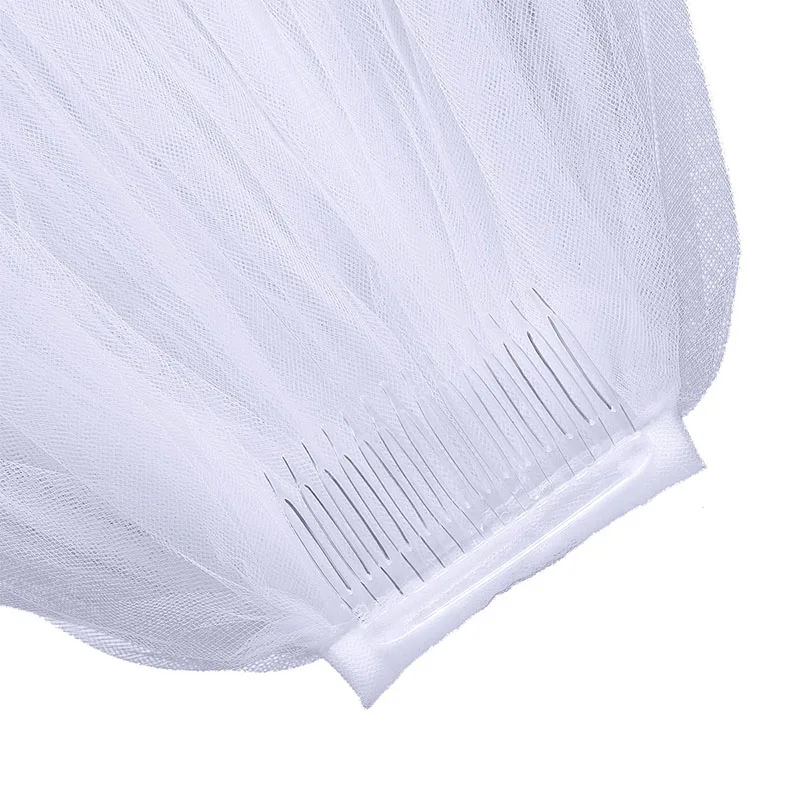 Белая/Слоновая свадебная фата GETNOIVAS Многослойная с бантом и расчески Длинная