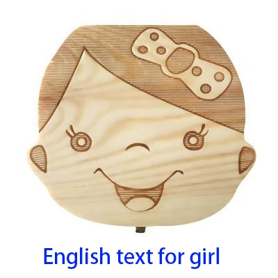 English Girl Испанский/английский/Португальский/французский/Россия детская деревянная коробка для зубов органайзер для хранения молочных зубов для сбора зубов Umbilica Lanugo сохранить подарки - Цвет: English Girl