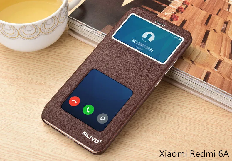 Xiaomi redmi 6A case Business View Window PU Leather Case For mi a2 lite Flip Stand Cover ALIVO Brand #04011 |
