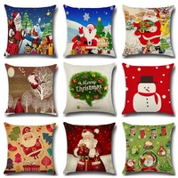 santa claus presents xams gifts cotton linen cushion cover christmas home decorative pillows cover for sofa