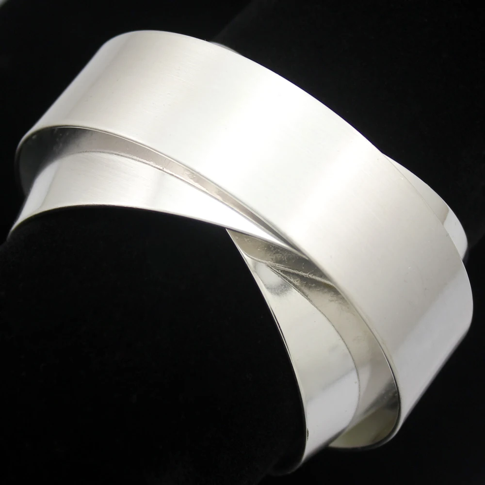 Тройная русская Свадьба матовый посеребренный простой широкий массивный