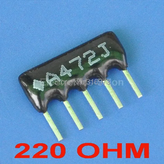 (5 шт./лот) 220 Ом сетевой резистор с толстой пленкой тип SIP 5|array resistor|220 ohmnetwork resistor |