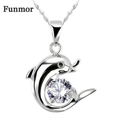 Funmor подвеска в виде дельфина животного кубический циркон ожерелье из