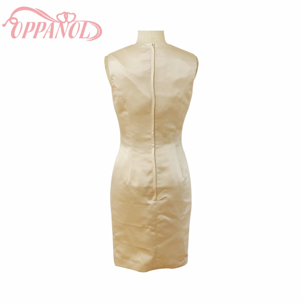 Элегантные Простые Дизайн шампанское с круглым вырезом без рукавов по колено