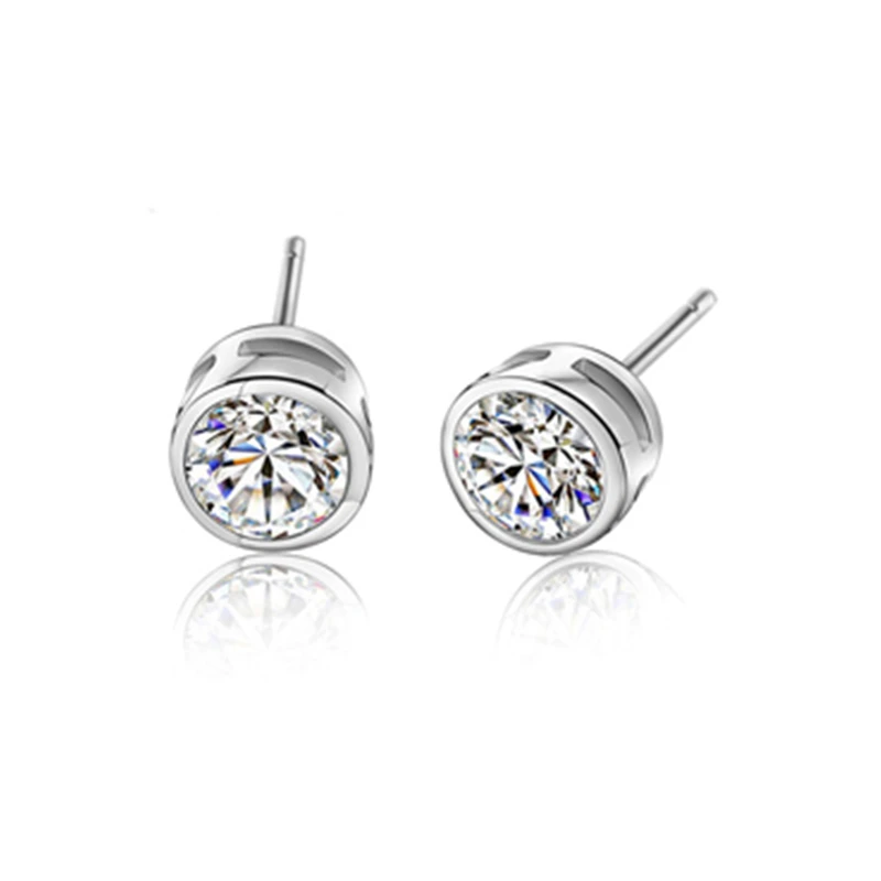 

[BLACK AWN] Silver Color Earrings Cute Stud Earrings for Women Fashion Jewelry Round Boucles d'oreilles I300