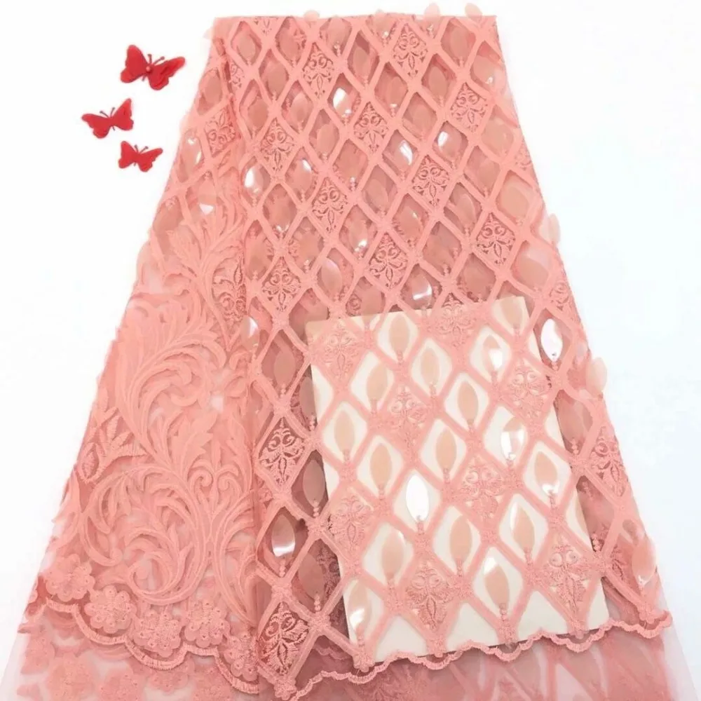 lace fabric for wedding dresses peach african 2019 high quality with sequins | Дом и сад