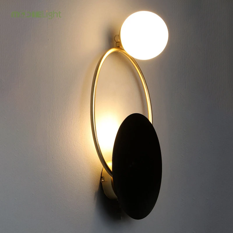 Modern Moon Glass Ball Wall Lamp Sconce Led Bedroom Light Fixture for Home Decor Nordic Living Room Corridor Luminaire G4 | Освещение