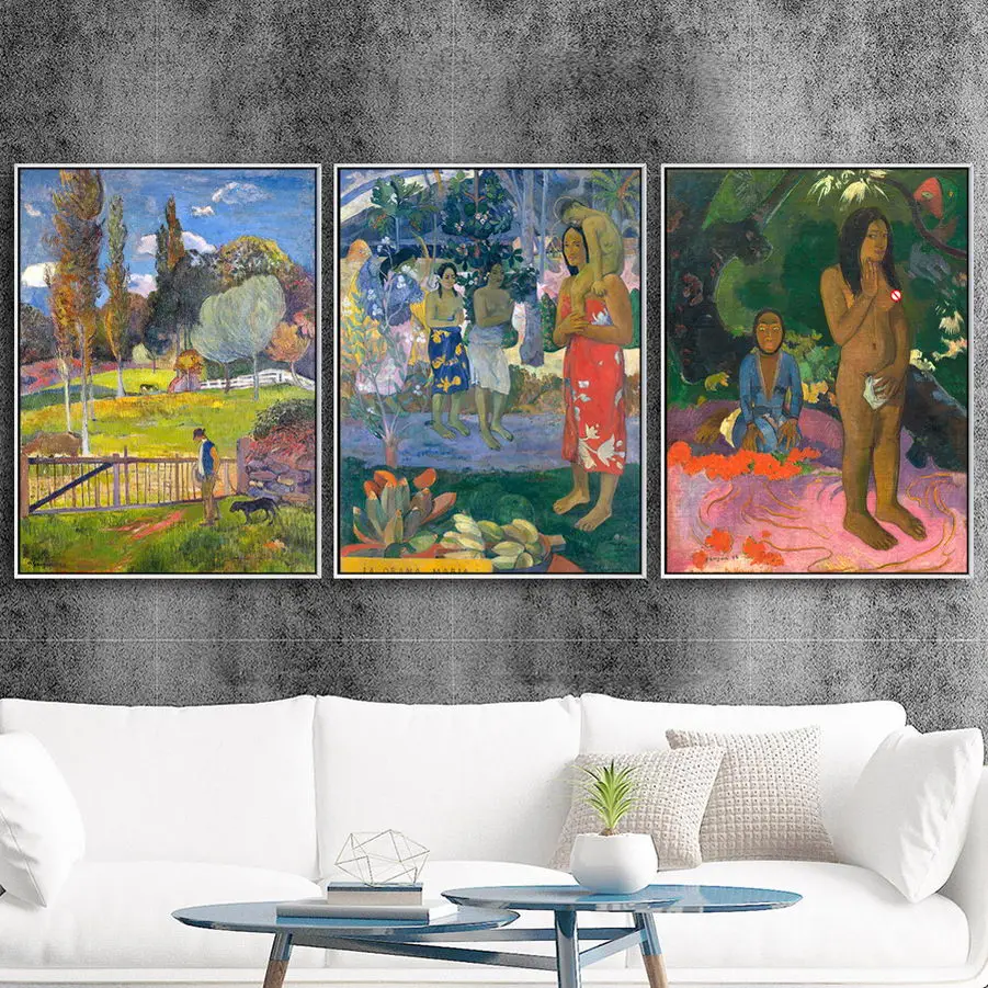 Home Decoration Print Canvas Art Wall Pictures Poster Printings Paintings French Paul Gauguin A Woman on The Beach | Дом и сад