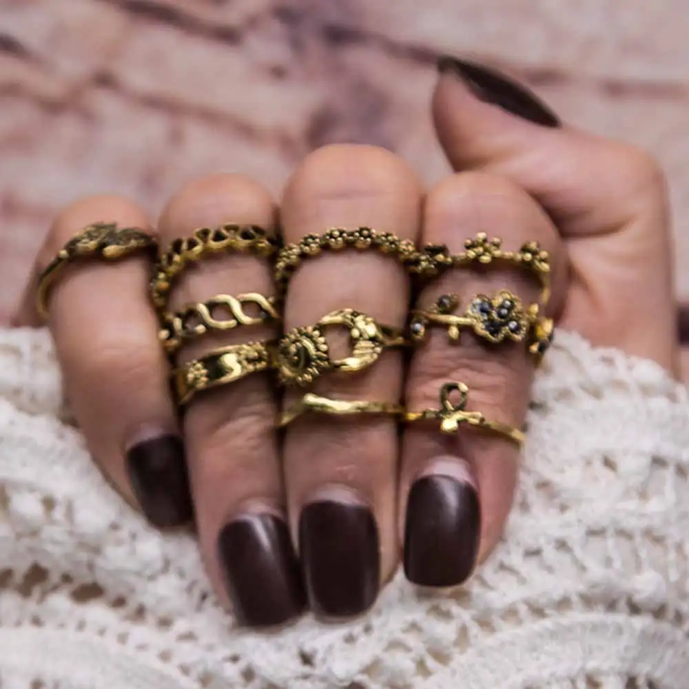 Женское свадебное кольцо FAMSHIN винтажное ажурное в богемном стиле с цветком и