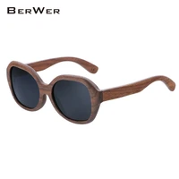 berwer new men vintage walnut wood sunglasses women polarized uv400 protect wood sun glasses in cork box