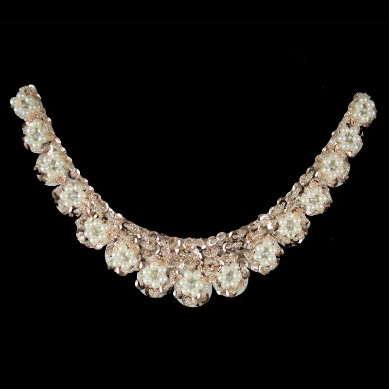 1pc Pearl Seedbeads Lace Fabric Neckline Collar Scrapbooking Patch Applique Trim for Dresses Clothes Accessories | Дом и сад