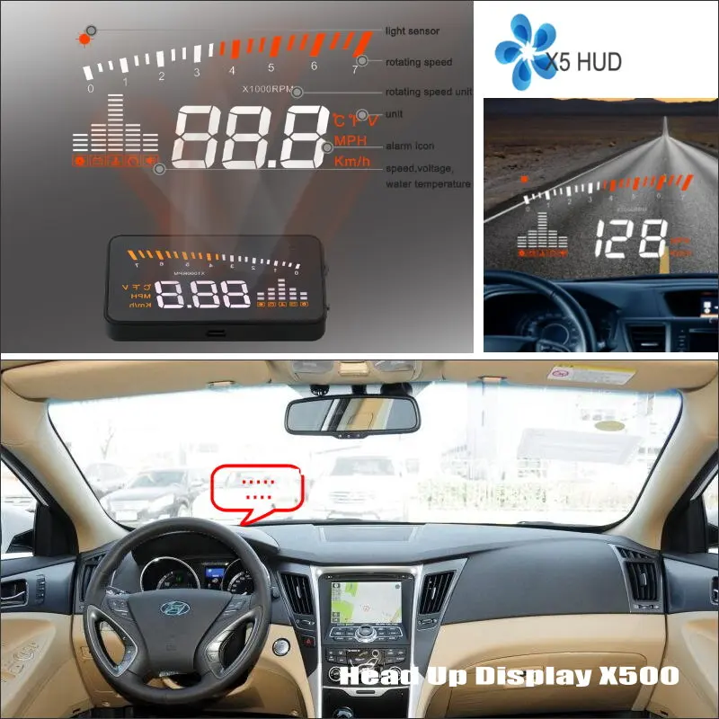 Car HUD Head Up Display For Hyundai i10/i20/i30/i40 2009-2019 AUTO HUD OBD Safe Driving Screen Projector Refkecting Windshield